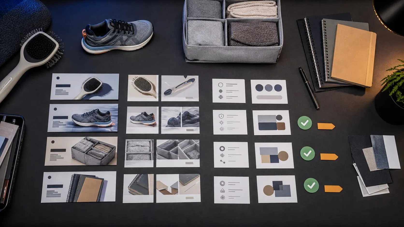 Review checklist for AI-generated ecommerce ad creatives checking product accuracy, claims, offers, brand tone, and platform fit.