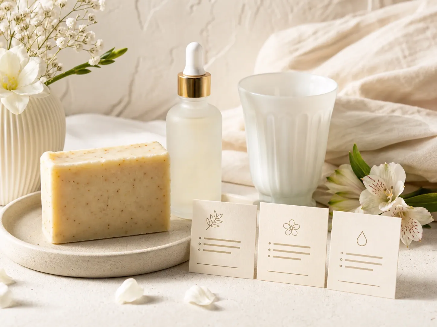 Beauty product Item Highlights examples with ingredient and fragrance cards.