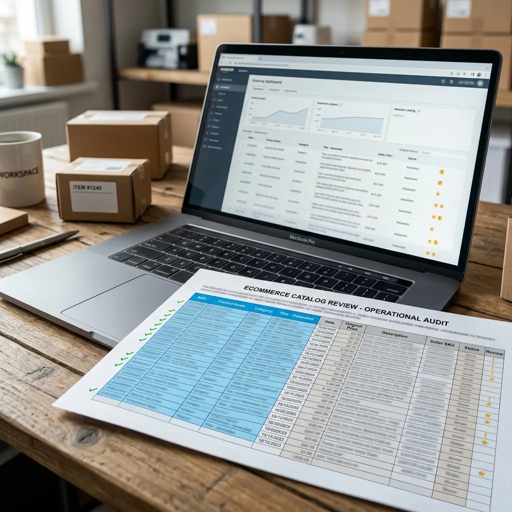 Review-ready XLSX export for bulk Amazon title compliance.
