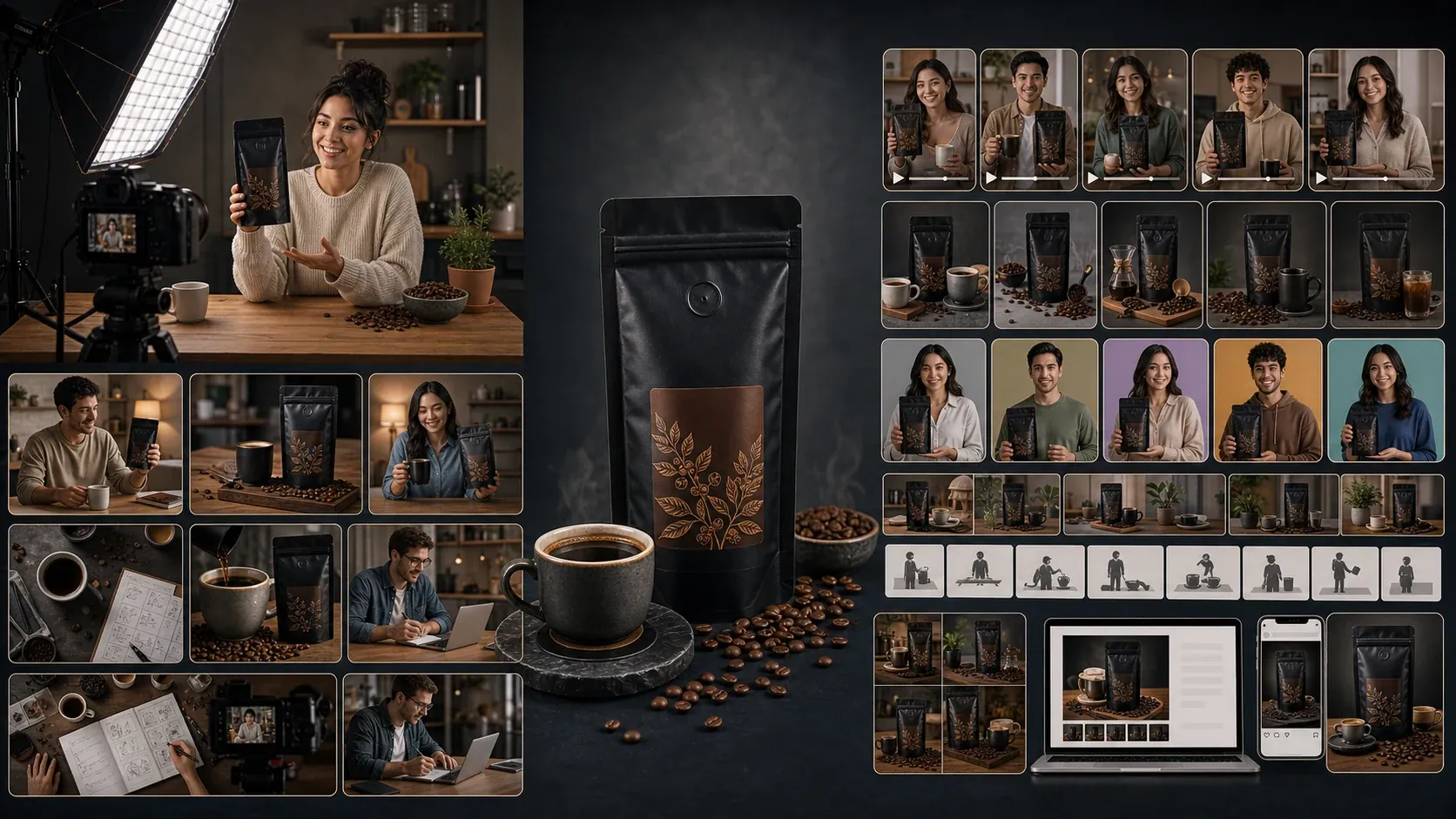 Hybrid ecommerce video workflow combining real creators and AI creator videos.