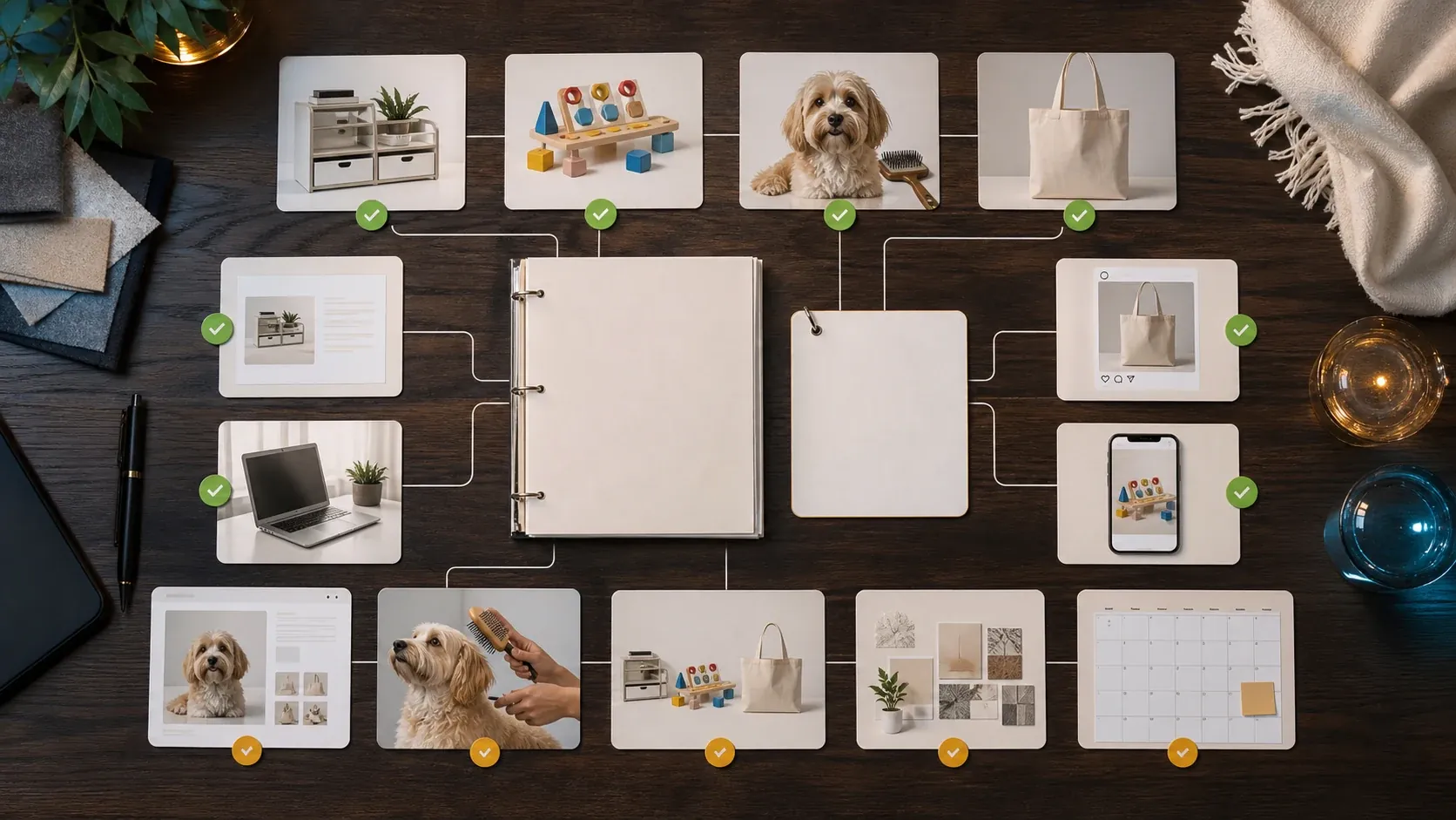 Product-aware ecommerce content automation workflow grounded in product catalog and brand context.