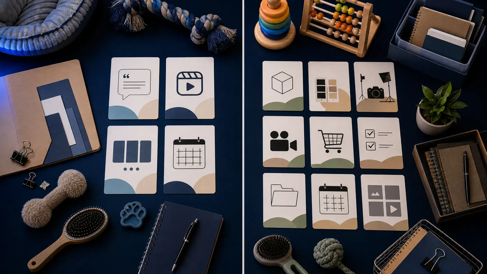 Comparison of AI social media tool workflow and product-aware ecommerce content workflow.