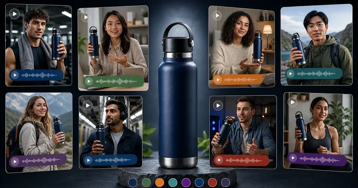 Photorealistic multilingual AI creator video variations for localized product marketing.