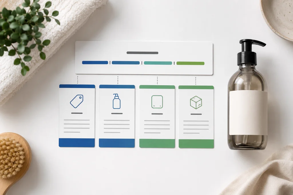 Amazon product title anatomy showing brand, product type, variant, and size.